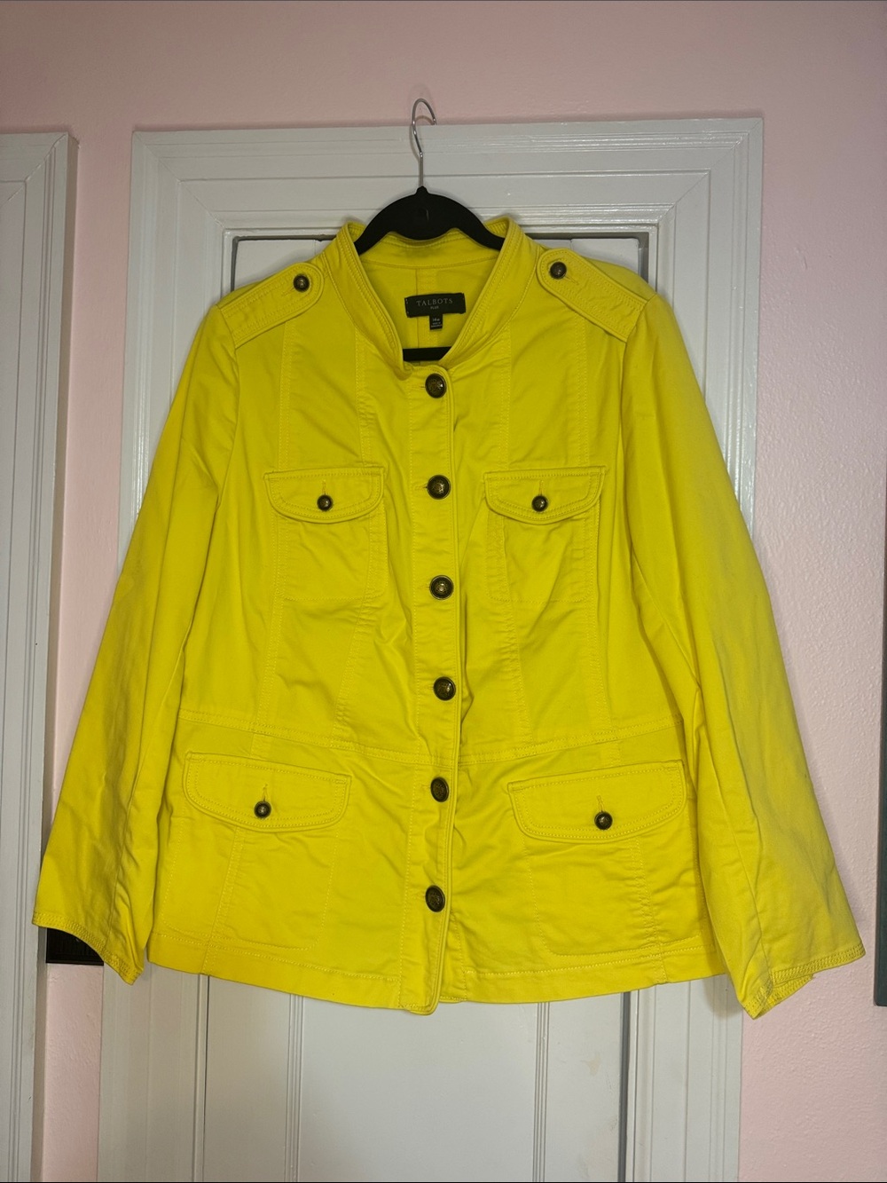 Talbots Bright Yellow Utility Jacket with Button Front